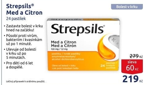 Pastilky proti bolesti v krku Strepsils