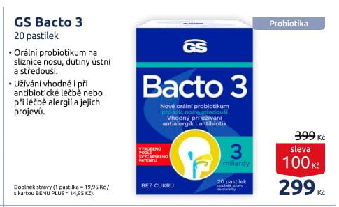 Tablety orální probiotika Bacto 3 GS