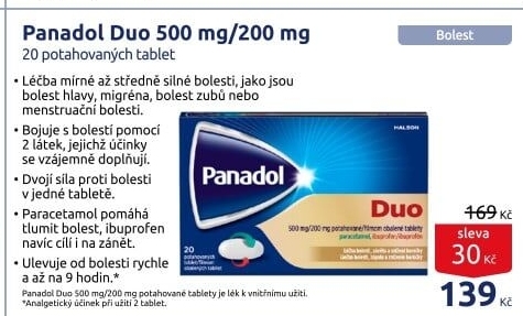Tablety proti bolesti Panadol Duo
