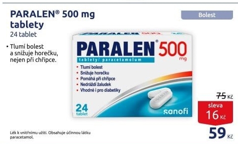 Tablety proti horečce a bolesti 500 Paralen