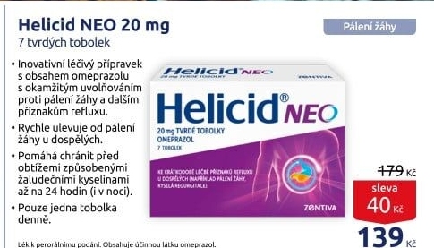 Tablety proti pálení žáhy Helicid Neo