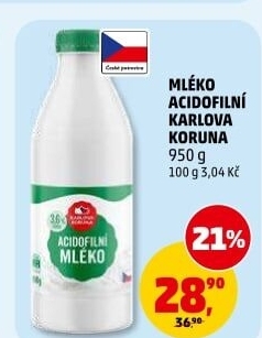 Mléko acidofilní Karlova Koruna