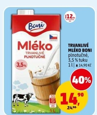 Mléko trvanlivé Boni - 3,5% plnotučné