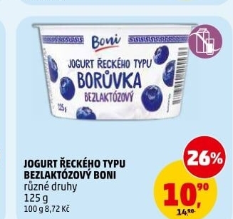 Ochucený jogurt řeckého typu bez laktózy Boni