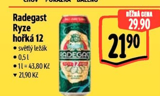Pivo světlý ležák 12° Ryze hořká Radegast