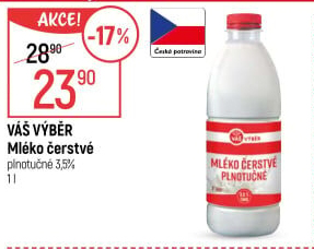 Mléko čerstvé Váš Výběr - 3,5% plnotučné
