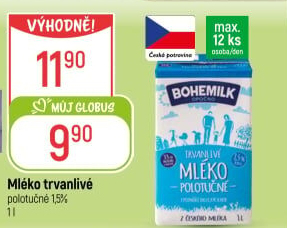 Mléko trvanlivé Bohemilk - 1,5% polotučné