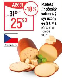 Sýr uzený salámový 44% Jihočeský Madeta
