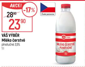 Mléko čerstvé Váš Výběr - 3,5% plnotučné