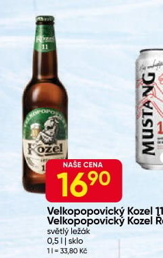 Pivo světlý ležák 11° Medium Velkopopovický Kozel