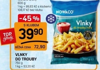 Hranolky vlnky mražené Nowaco