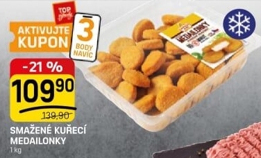 Medailonky kuřecí smažené mražené Vodňanské kuře