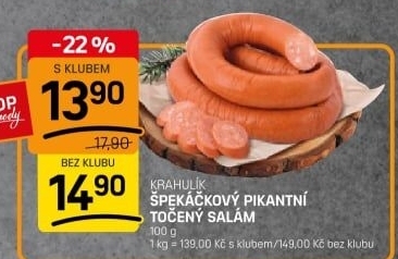 Salám špekáčkový pikantní točený Krahulík