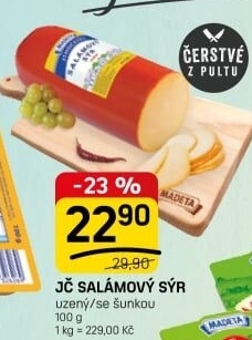 Sýr uzený salámový 44% Jihočeský Madeta