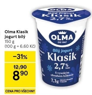 Bílý jogurt Klasik Olma