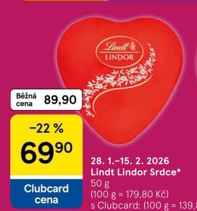 Bonboniéra srdce Pralinky Lindor Lindt