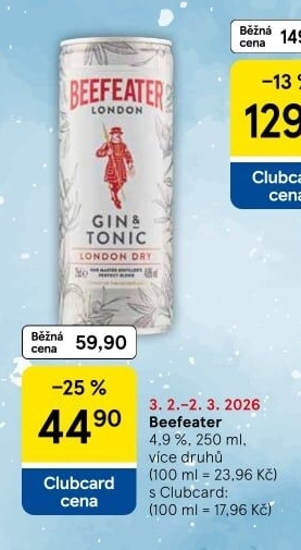 Míchaný nápoj Beefeater Gin a Tonic