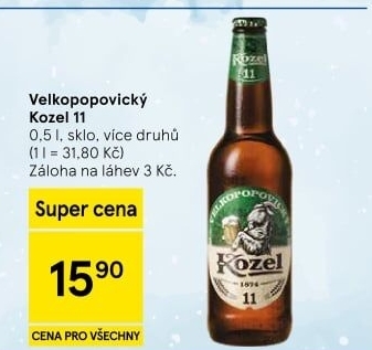 Pivo světlý ležák 11° Medium Velkopopovický Kozel