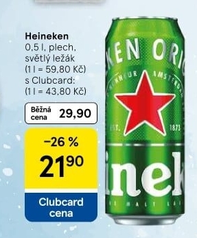 Pivo světlý ležák Heineken