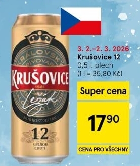 Pivo světlý ležák Královský 12° Krušovice
