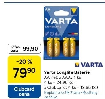 Baterie alkalické Longlife Varta