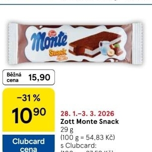 Dezert mléčný Monte Snack Zott