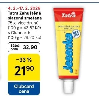 Mléka kondenzovaná slazená Tatra