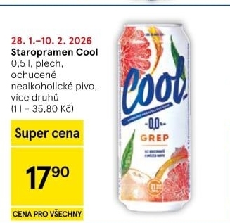 Nealkoholické pivo ochucené Staropramen Cool