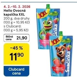 Ovocná kapsička Svačinka Hello