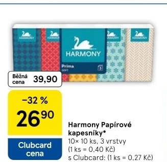 Papírové kapesníčky 3vrstvé Harmony