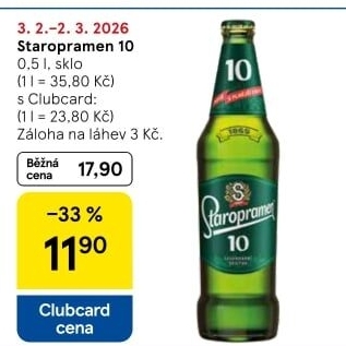 Pivo světlé výčepní 10° Staropramen
