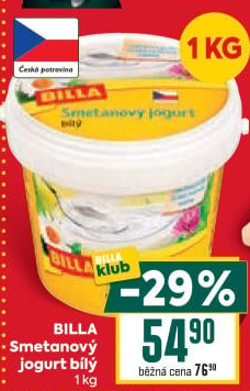 Bílý jogurt smetanový Billa