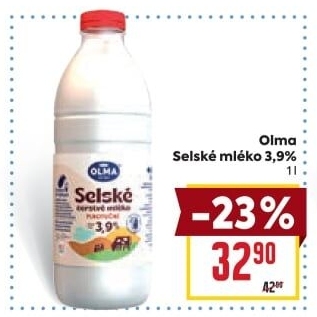 Mléko čerstvé selské Olma - 3,9% plnotučné