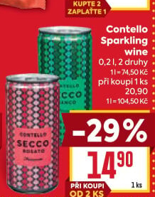 Víno perlivé Secco Contello