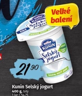 Bílý jogurt selský Mlékárna Kunín