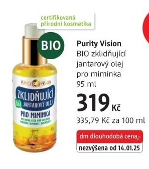 Jantarový olej pro miminka bio Purity Vision