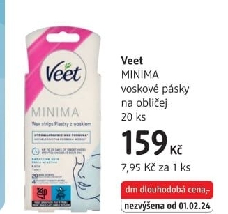 Pásky depilační na obličej a oblast bikin Minima Veet