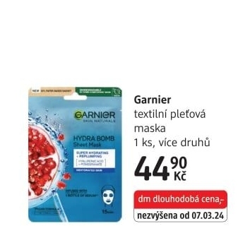 Textilní pleťová maska Garnier