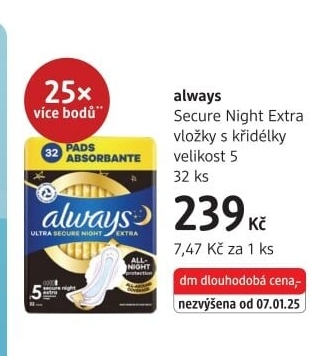Vložky dámské Ultra Secure Night Always