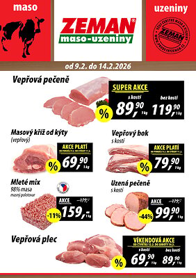 akční leták ZEMAN maso - uzeniny 9.2.2026-14.2.2026