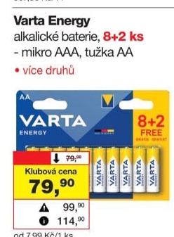 Baterie alkalické Energy Varta