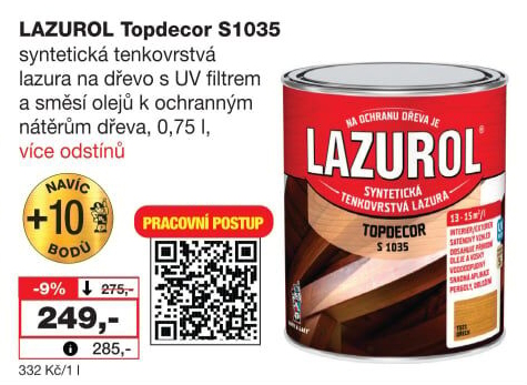 Lazura na dřevo Topdecor Lazurol