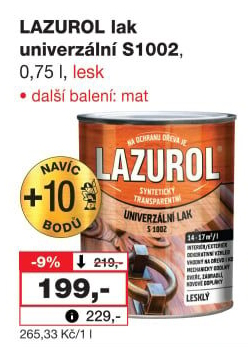 Univerzální lak na kov a dřevo Lesk Lazurol