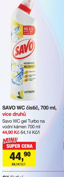 Gelový čistič WC Savo