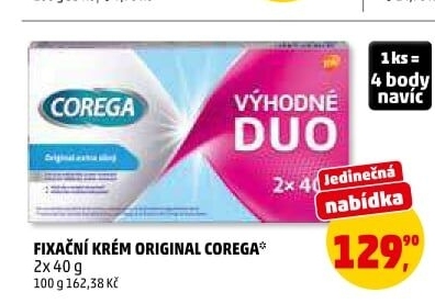Fixační krém na zubní protézu Corega