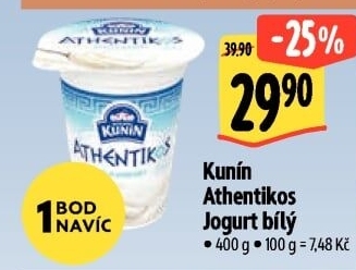 Bílý jogurt řeckého typu Athentikos Mlékárna Kunín