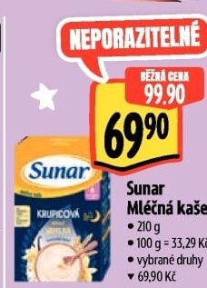 Kaše mléčná Sunar