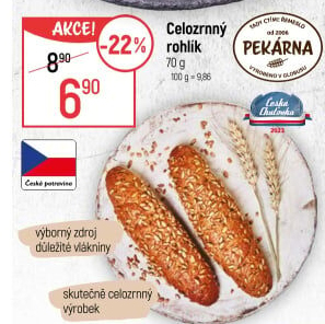 Celozrnný rohlík