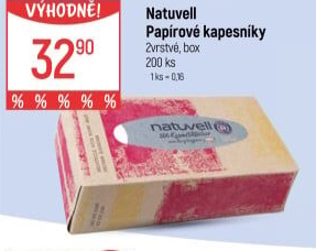 Papírové kapesníčky 2vrstvé Natuvell - box