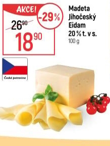 Sýr Eidam Jihočeský 20% Madeta